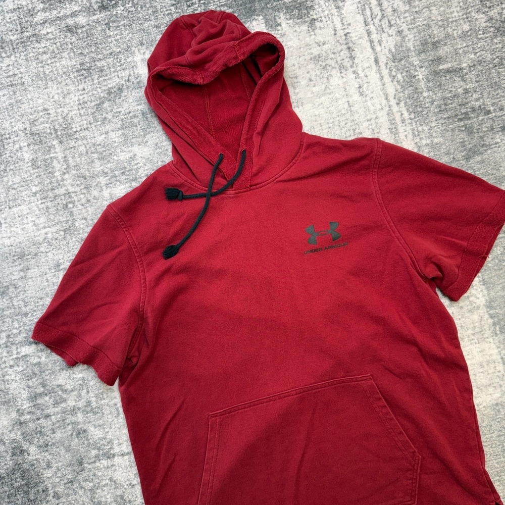 Under Armour Sportstyle Terry Hoodie Mens Large Red Short Sleeve Gym Training